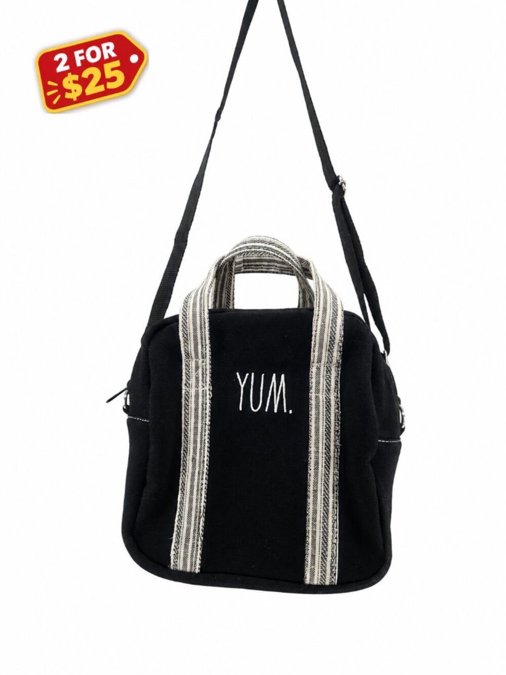 Rae Dunn, "YUM." Insulated Canvas Lunch Bag / Crossbody Tote